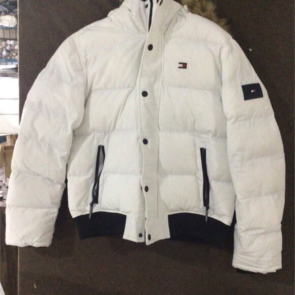 Tommy Hilfiger White Quilted Snorkel Bomber Parka Jacket M Streetwear winter - Picture 5 of 10